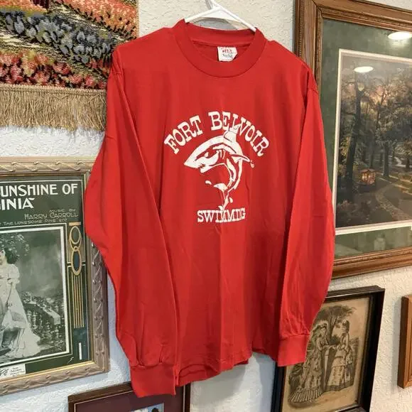 Vintage 70s/80s RARE Fort Belvoir D.C. Military Swimming Shirt Size Large - Picture 2 of 6